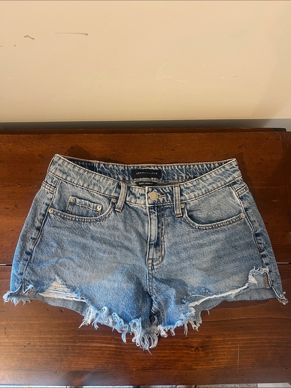 Aeropostale Light Blue Distressed Denim Cutoff Shorts